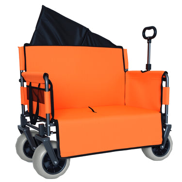 Beach Wagon with Seat |9" All-Terrain Wheels|500lb Capacity Folding Wagon| All-Terrain Folding Cart | Heavy-Duty Outdoor Utility Wagon